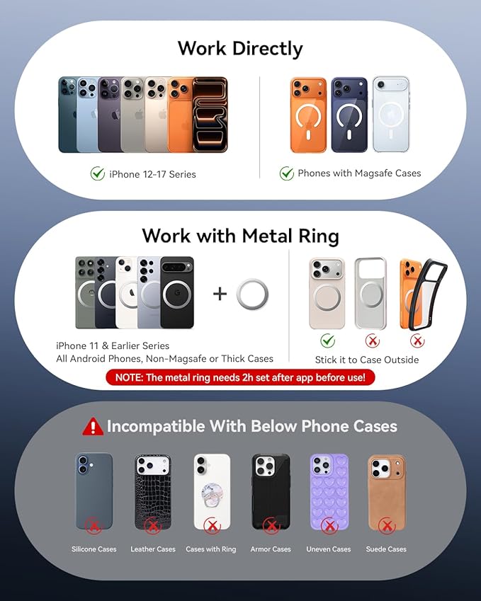 Upgraded Car Phone Holder for Magsafe [98+LBS Strongest Suction & 2400gf Magnetic] Vacuum Magnetic Phone Holders for Your Car 360° Adjustable Car Phone Mount for iPhone & Android Orange