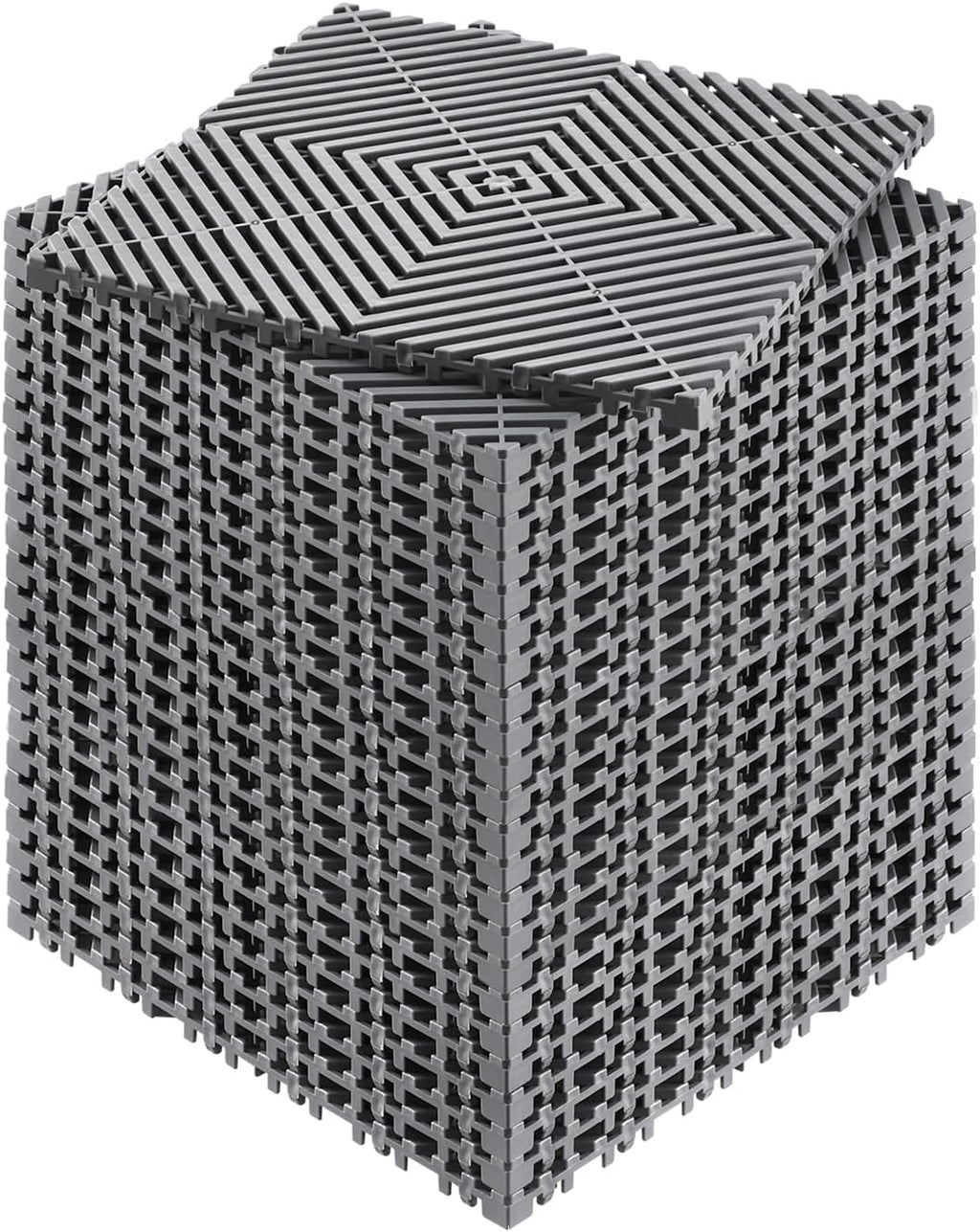 VEVOR Interlocking Drainage Mat, 12” x 12” Modular Interlocking Cushion, 24 Pcs Splicing Drainage Mats, Non-Slip Gray PP Drainage Floor Tile and Shower Mat, for Garage, Garden, Kitchen & Outdoor