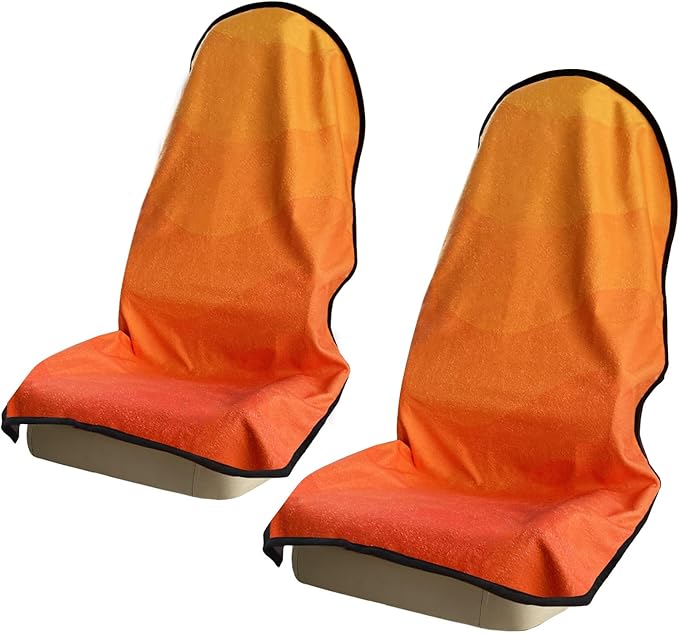 Car Seat Covers 2pcs Waterproof Towel Car Seat Cover Universal Fit for Most Trucks SUV Fitness Athletes Pets Gym and Water Sport，(Orange)