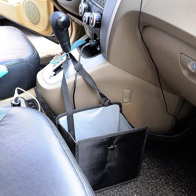 Fekey&JF Foldable Car Trash Can, Hanging Waterproof Leakproof Trash Can Storage Bag for Car with Large Capacity, Car Interior Accessories (Small)