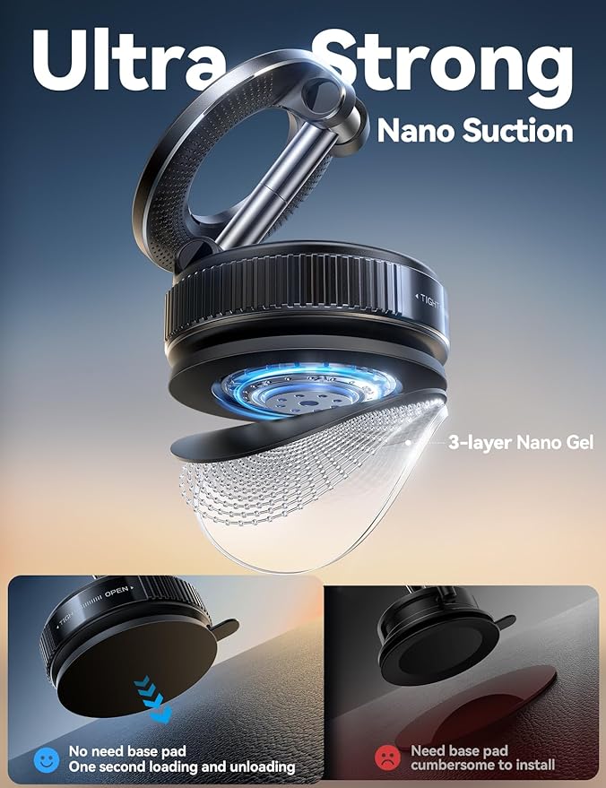 JOYROOM Vacuum Magnetic Phone Holder for Car, Strongest Suction Cup Phone Mount, 360° Adjustable Magsafe Car Mount, Foldable Car Phone Holder for iPhone 17 Pro Max 16 15 14 13 12 Plus/Android