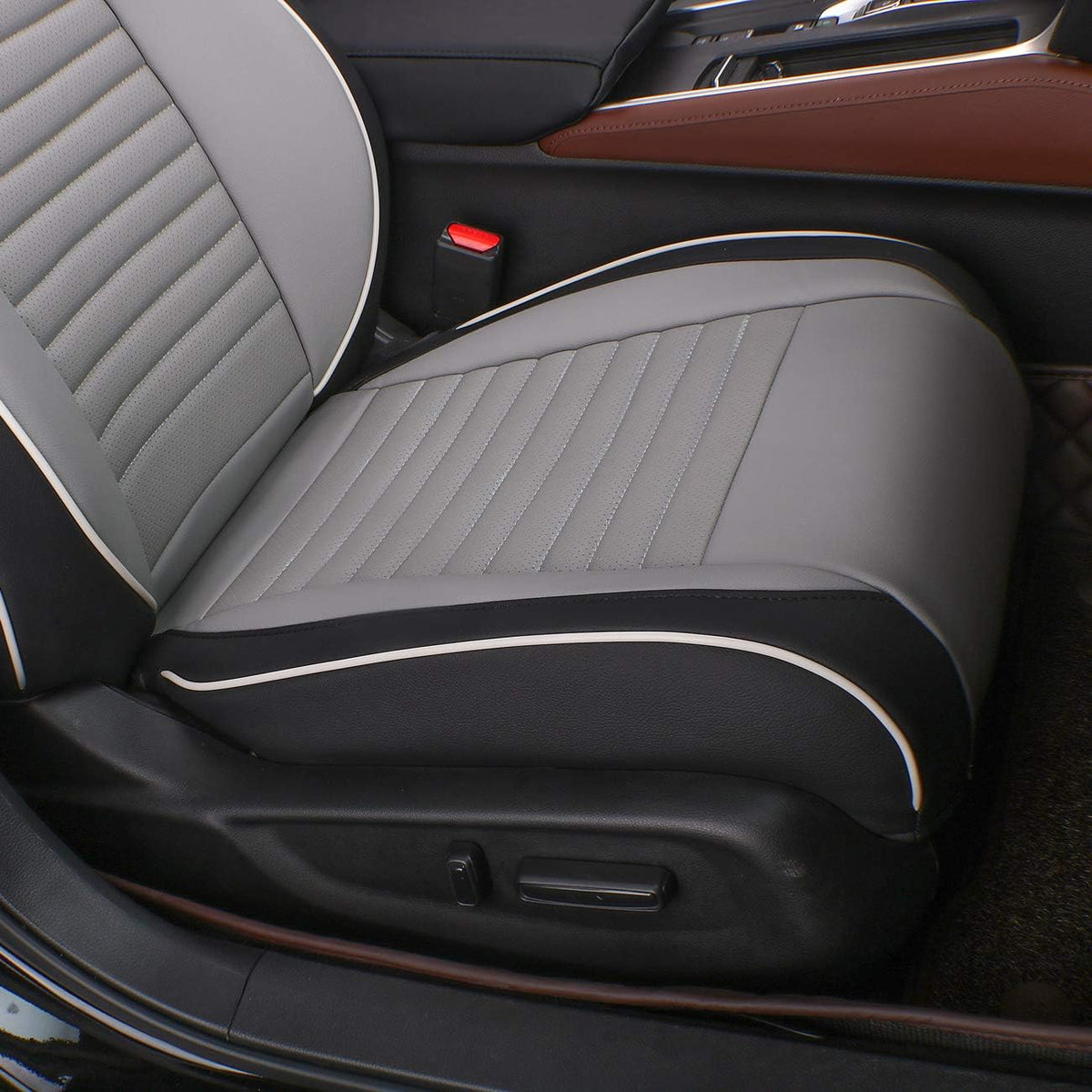EKR Accord Car Seat Covers for Honda Accord 2023 2024 2025 EX,SE &2023-2025 (Hybrid) Sport,EX-L,Sport-L,Touring,(Rear Row W/40/60 Split Backrest),Leather Seat Covers for Trucks Full Set (Black/Gray)