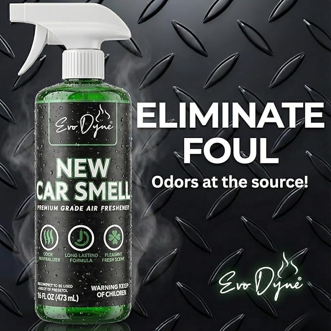 New Car Smell Spray (16oz), Made in USA | Long Lasting Car Air Fresheners Eliminates Odor - Air Fresheners for Cars, Trucks, & Other Vehicles – Fresh Scent Air Freshener Spray by Evo Dyne (3-Pack)