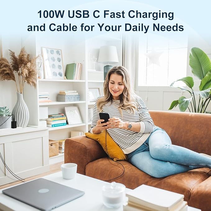 USB C Super Fast Charger Block,100W Charging Station/10ft Type C to C Cable Cord Long,65W Laptop Adapter for MacBook Pro/Air/iPhone 17 16 15 Pro Max/Samsung Galaxy S26+ S25 S24 S23 S22 S21 Ultra/Plus