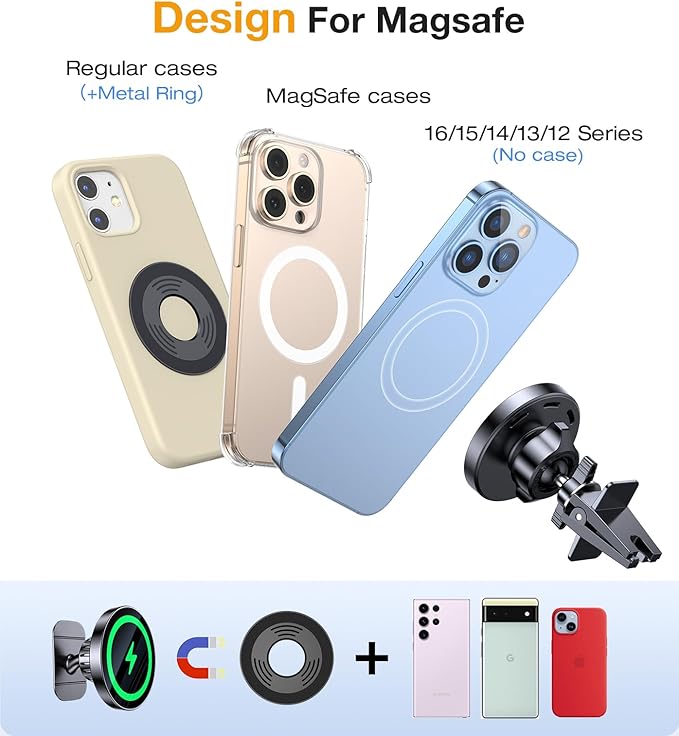 for MagSafe Car Mount Charger【20* N55 Magnet】 carmount 2.0 Magnietic Phone Holders for Your Car Air Vent Phone Mount for Car Vent Dashboard Wireless Car Charger for iPhone 17-12 Pro Max Magsafe Case