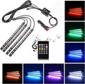 Car LED Strip Light,Uniwit 4 Pieces DC 12V Multicolor Car Interior Music Light LED Underdash Lighting Kit with Sound Active Function and Wireless Remote Control Including Car Charger