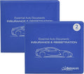 Andalus Auto Registration & Insurance Card Holder Pack of 2, Waterproof Essential Car Registration Holder with Hook & Loop Closure, Perfect for Every Vehicles Glove Boxes (Blue - 5 1/8" x 4 5/8")