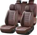 Coverado Car Seat Covers Full Set, Nappa Leather Seat Covers for Cars, Car Seat Protector Car Seat Cushion, Front and Back Seat Protectors Cushions Universal Fit for Most Cars Vehicles(Brown)
