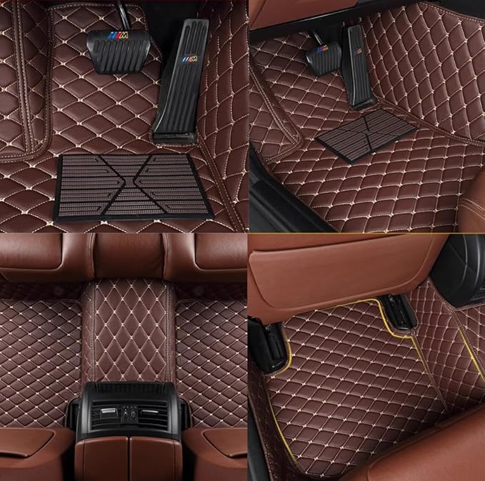 Custom Personalized Floor Mats for Cars，Luxury Full Coverage All Weather Car Floor Mats，Anti-Slip Leather Car Mat Set ，Custom Floor Mats for 99% of Cars, Trucks & SUVs (All Black red)