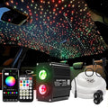 AKEPO Different Color 18W Twinkle+Shooting Star All-in-1 Fiber Optic Starlight Headliner Kits, 600pcs*0.03in*9.8ft+240pcs Meteor Fibers Car Home Remote/APP Music Activated Optic Fiber Star Lights