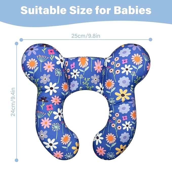 Baby Neck Pillows - Upgraded Toddler Travel Cushion for Toddler Head and Neck, Infant Neck Pillow for Car Plane Stroller Pushchair - Flower D
