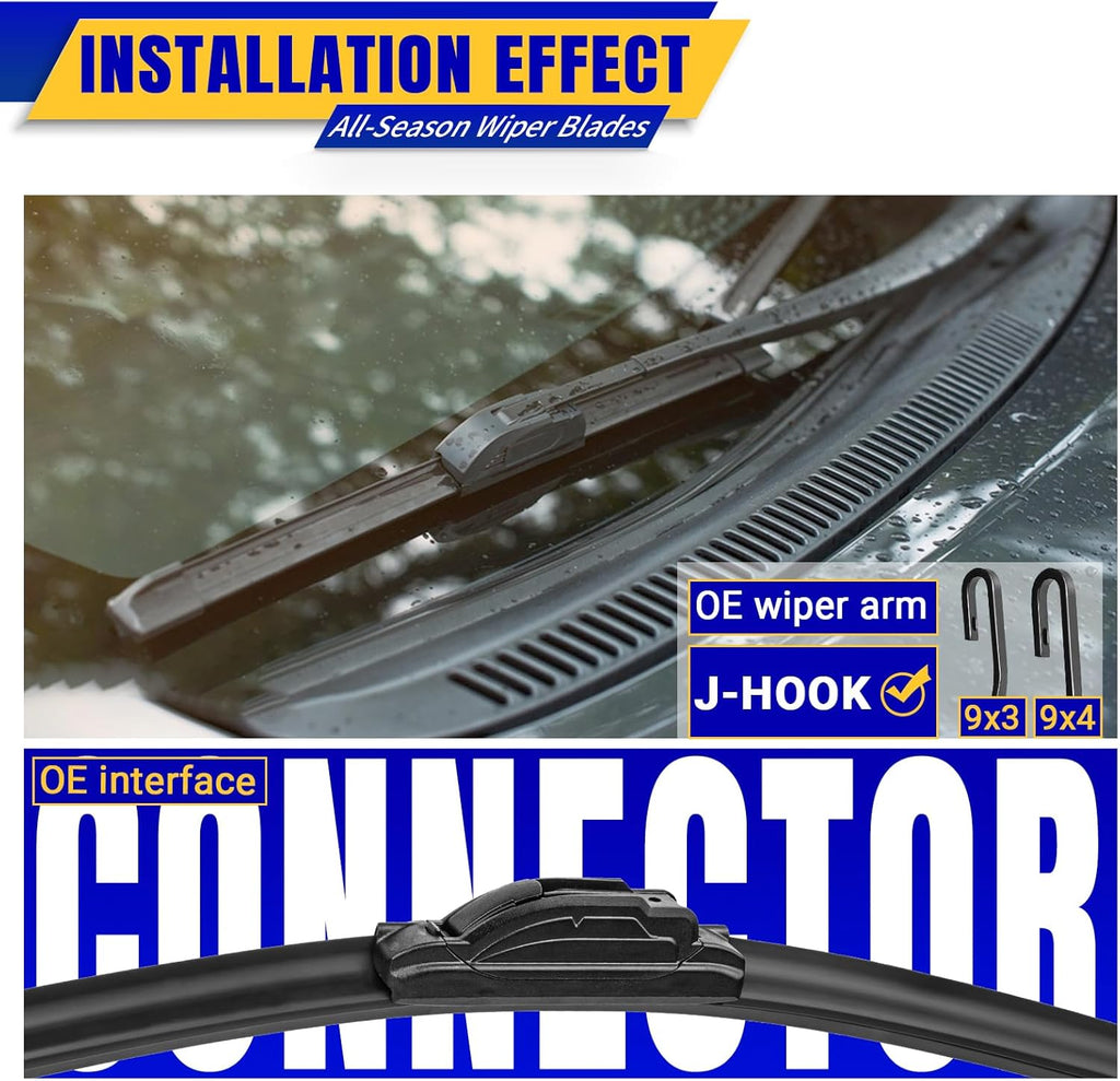 3 wipers Replacement for 2017-2021 2022 Kia Niro, Windshield Wiper Blades Original Equipment Replacement - 26"/16"/12" (Set of 3) U/J HOOK