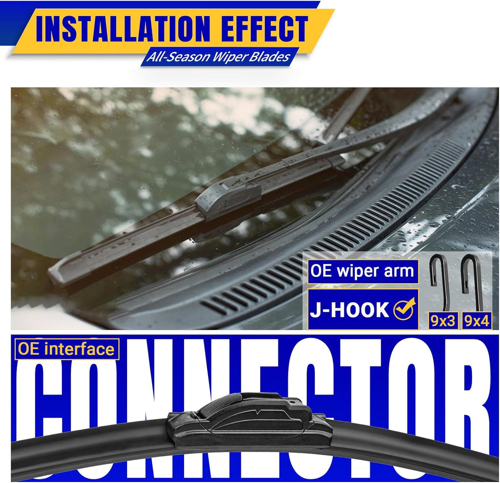 3 wipers Replacement for 2018-2020 2021 Chevy Equinox, Windshield Wiper Blades Original Equipment Replacement - 24"/18"/13" (Set of 3) U/J HOOK