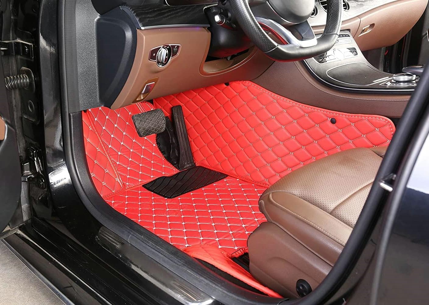 Custom Artificial Leather Waterproof All-Weather Car Floor Mats Fit for 99% Sedan SUV Sports Car Vehicle Car Mat (Purple)