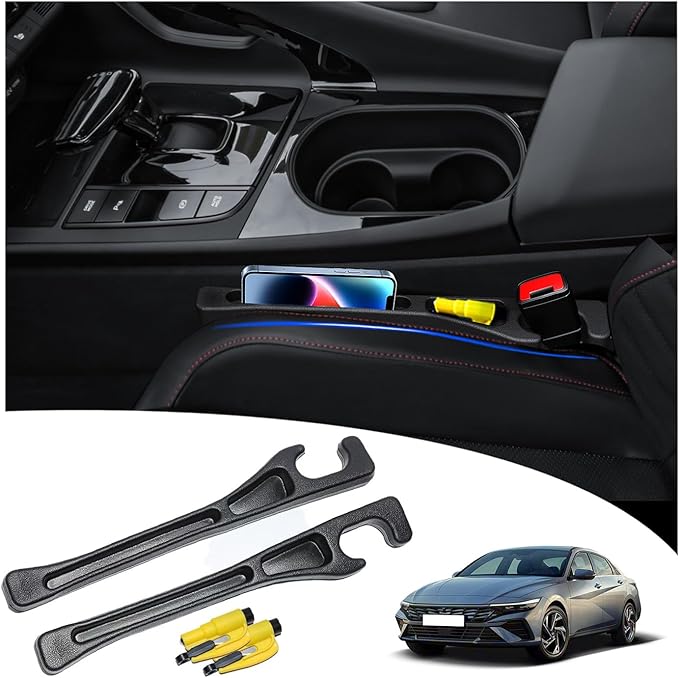 【Compatible with Hyundai Elantra】 Seat Gap Filler,No Drop Seat Guard Compatible with Hyundai Elantra,Drop Seat Guards for Cars(2Pcs),Emergency Keychain Car Escape Tool(2Pcs)