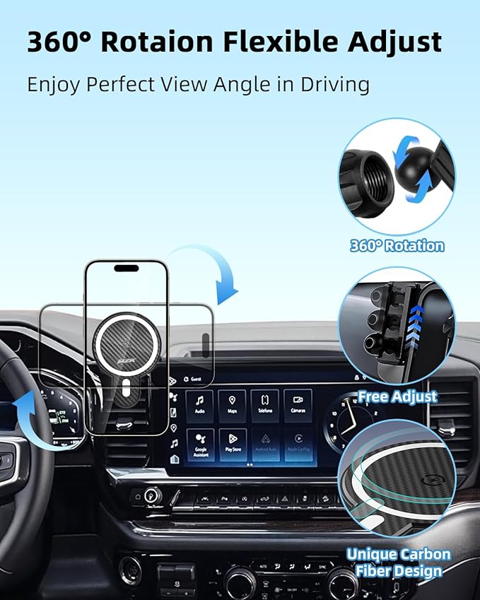 PZK Car Phone Mount for 2022-2025 2026 Chevrolet Silverado 1500/GMC Sierra 1500 LT/RST/ZR2/LTZ/LT Trail Boss Accessories 13.4-Inch Screen Chevy Car Phone Holder Magnetic 15W Fast Wireless Charger