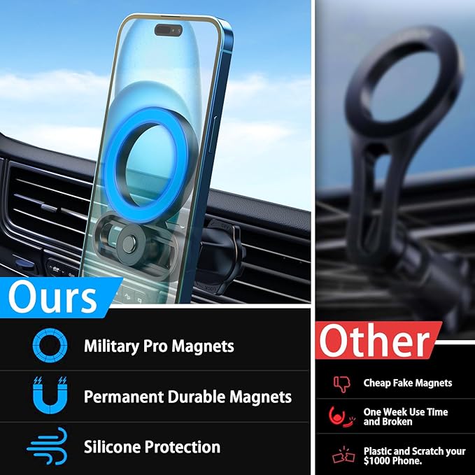 Mag safe Car Mount, Phone Holders for Your Car, [Strongest Magnets][Unlimited Angles]Magnetic Car Phone Holder Vent, Car Accessories for iPhone 16 15 Pro Plus Max 14 13 12 Mini Mag Safe Case Phones