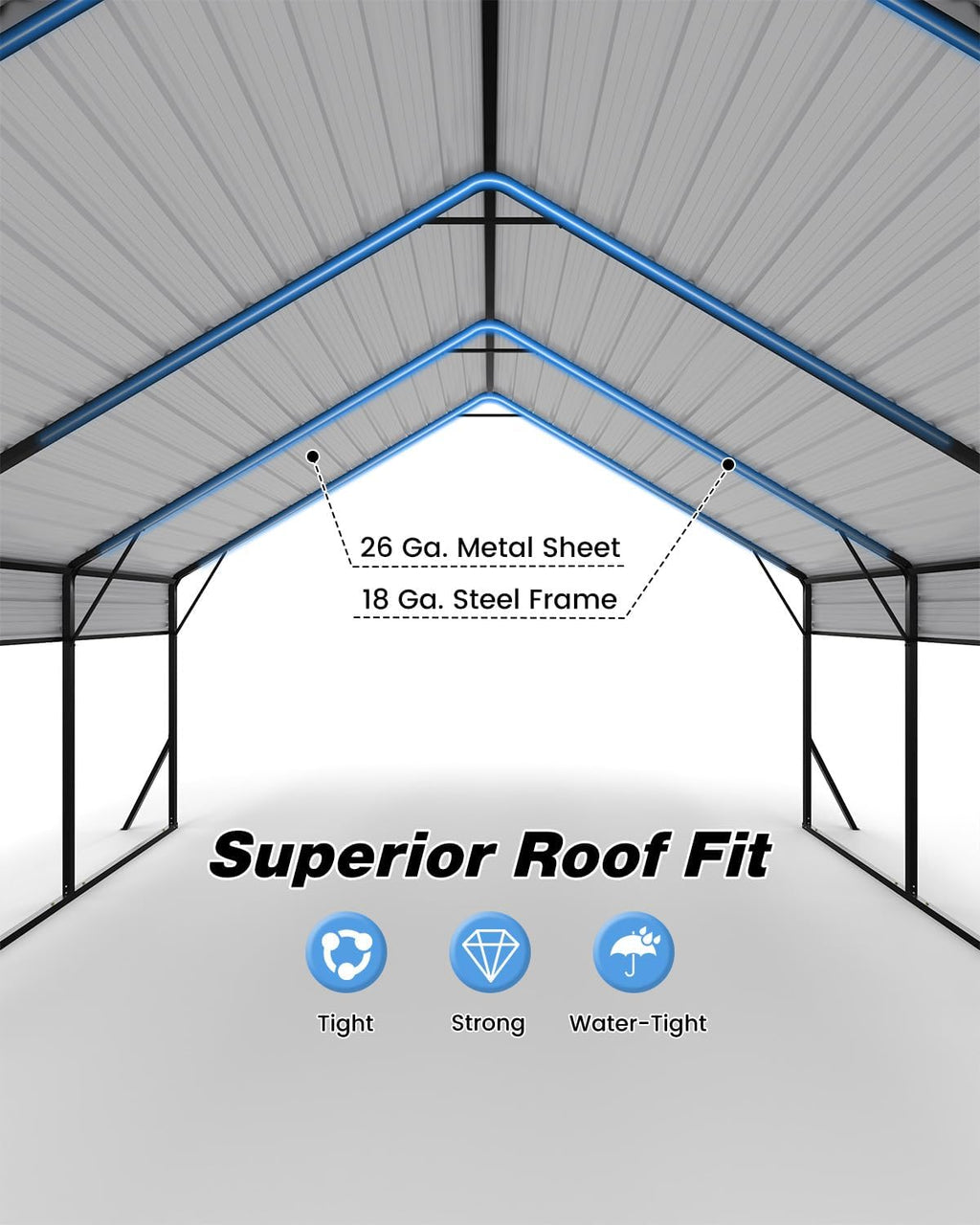 20'x15'x12.7' Heavy Duty Metal Carport, Steel Carports Canopy with Galvanized Steel Frame and Roof, Metal Carport Shelter for Boats, SUVs and Trucks