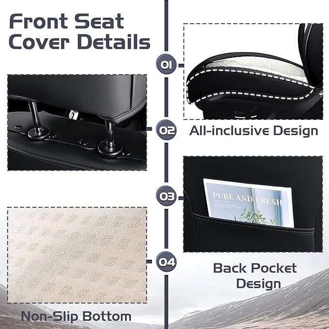 Truck Seat Covers for Ram 2500 2009-2026, Waterproof Premium Leather Full Coverage Car Seat Cover, Muscle Sport Style Auto Interior Seat Cover Sets (Full Set/Black White)