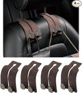 KINIVA Car Seat Headrest Storage Hooks, Set of 2, Suede PU Leather, Double Hooks (Brown-4 Pack)
