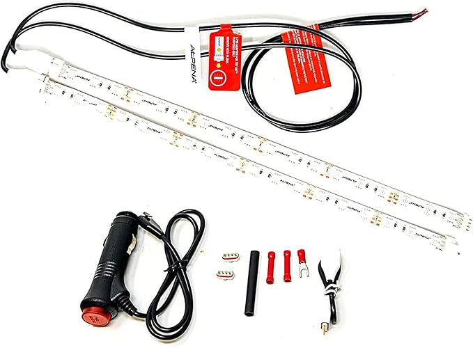 Alpena MAX LED Light Strip Starter Kit – EZ-Link Modular 12V Plug-and-Play Lighting for Cars & Trucks, Interior/Exterior Stick-On Light Bars, 2×12” Weatherproof Strips, White
