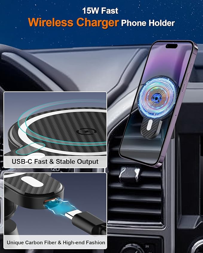 PZK Car Phone Mount for L-EXUS RX 350/ RX 450h 2010 2011 2012 2013 2014 2015 Accessories Custom Air Vent Car Phone Holder Magnetic 15W Fast Wireless Charger 360° Rotation Automobile Cradles