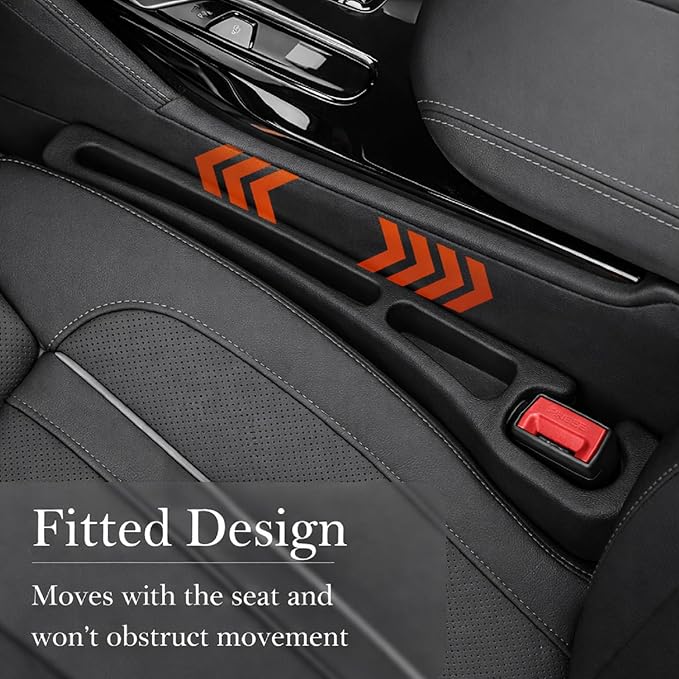 Seat Gap Filler 2 Pack, Car Seat Gap Plug with Storage Slot for Phone & Keys, High-Density Elastic Car Slot Organizer for Most Cars, SUVs, and Trucks - Black