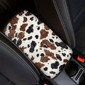 Coldinair Brown Cow Print Car Armrest Cover,Auto Center Console Pad,Soft Seat Box Cover Protector Cushion,Car Accessories Decor for Most Cars,Sedan,Truck,SUV