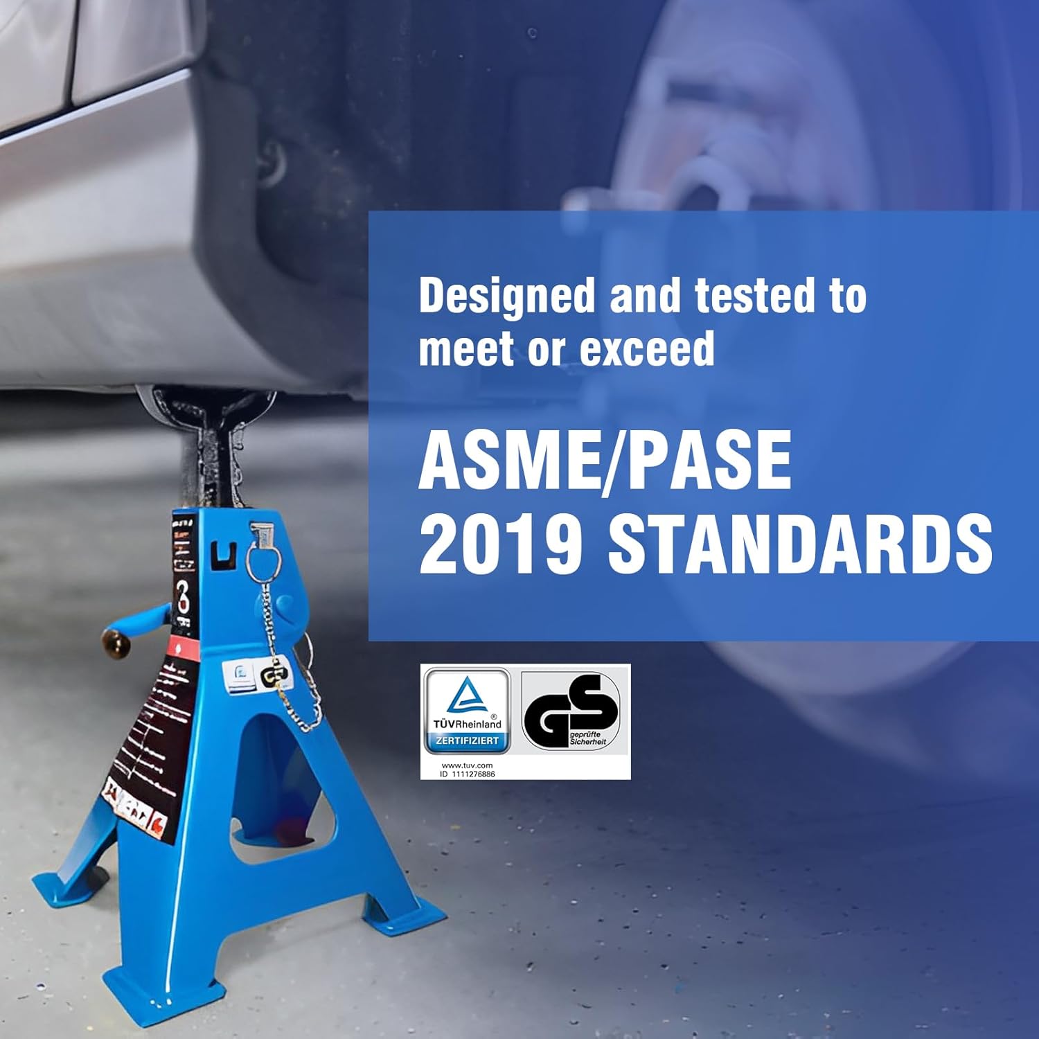 Car Jack Stands 3 Ton with Double Locking and Large Foot Base for Lifting Cars,SUVS,MPVS, Heavy Duty Steel, 6600 lb Capacity, 2 Packs