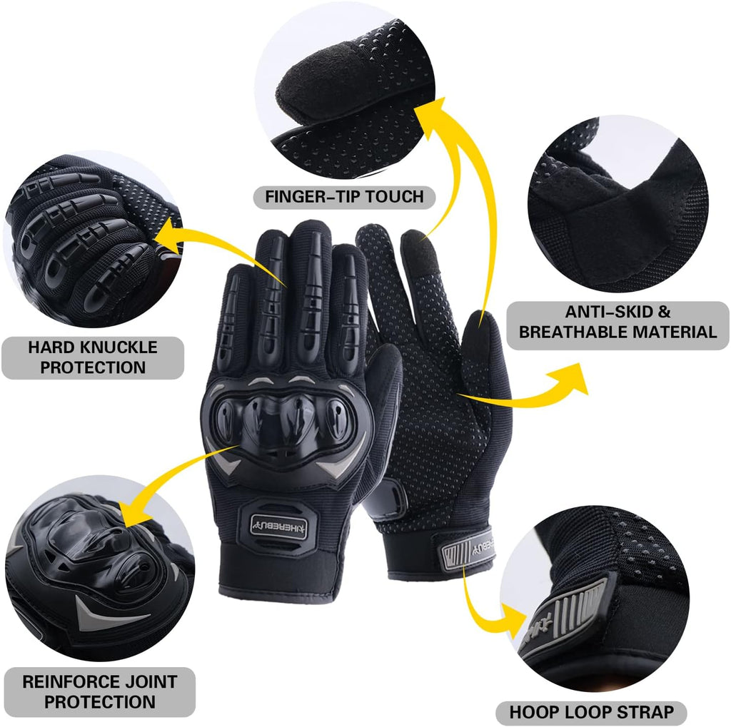 Motorcycle Gloves Touch Screen Full Finger Riding Gloves Knuckle Protection for Men and Women for Dirt Riding, Road Racing, Cycling, Climbing Work Outdoor Sports