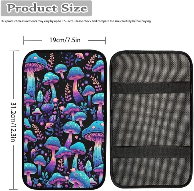 Coldinair Mushroom Car Armrest Cover,Auto Center Console Pad,Soft Seat Box Cover Protector Cushion,Car Accessories Decor for Most Cars,Sedan,Truck,SUV