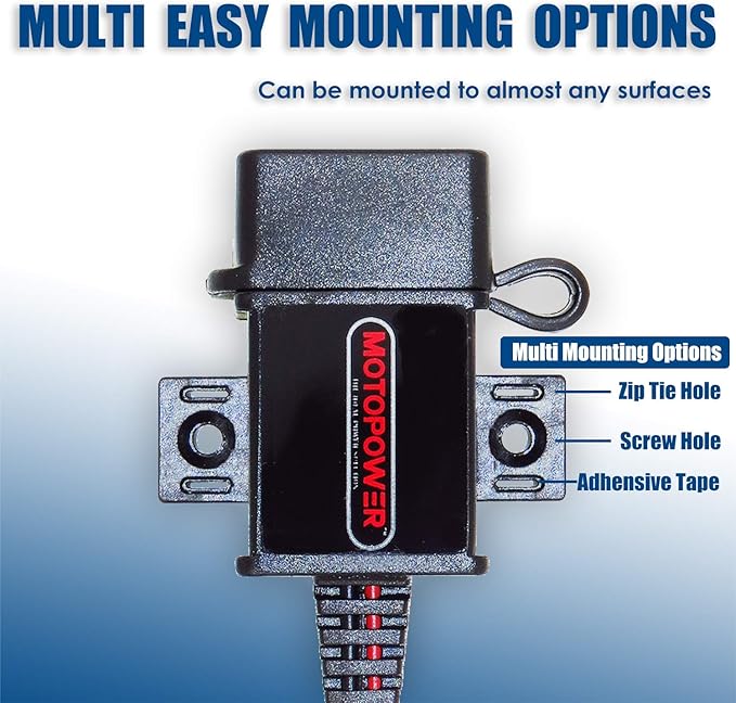 MOTOPOWER MP0609A 3.1Amp Motorcycle USB Port Kit SAE to USB Adapter On Motorcycle
