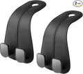 2 Pack KAFANLIN Car Headrest Hooks for Purses and Bags Cute Leather Car Seat Back Head Rest Double Hooks for Bags Cute Pink Beige Car Accessories Headrest Back Seat Handbags Hook (Black 2 Pack)