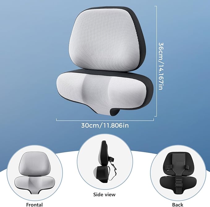 BEBAS Car Headrest Pillow - Memory Foam Neck Support Pillow for Driving, Ergonomically Designed for Long Drives & Travel, Pain Relief with Removable & Washable Cover | Gray, 1-Pack