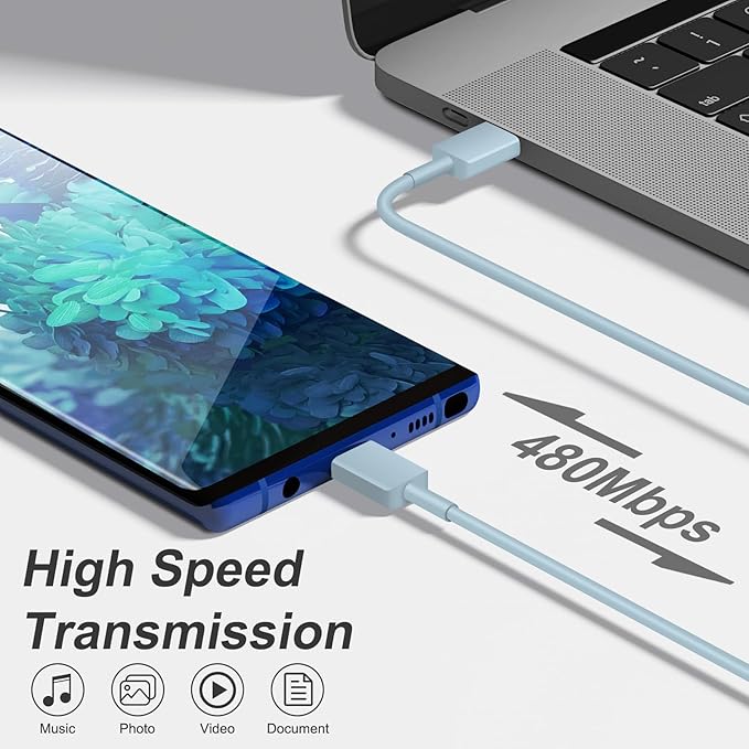 USB C Charger Type C Charger Fast Charging 10FT 45W Samsung Chargers 2-Pack with iPhone Air/17/17 Plus/17 Pro/17 Pro Max/16/16 Plus/16 Pro/16 Pro Max/15/15 Pro Max/iPad Pros/Galaxy S25 S24(Blue)