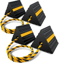 ROBLOCK Rubber Wheel Chocks for RV Trailer Camper Truck Car Aircraft Boat, Versatile Rubber Chocks Block Stopper for Tire with Reflective Strips, Utility RV Accessories, 2pair/4pack