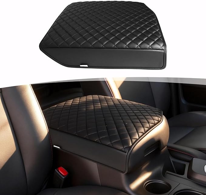 Center Console Armrest Cover for 2007-2013 Toyota Tundra, Toyota Sequoia 2008-2022, PU Leather Middle Console Lid Protector Arm Rest Cushion Anti-Scratch Thick Pad, Black
