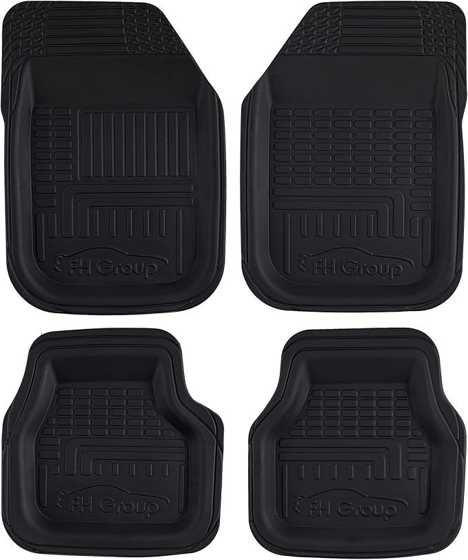 FH Group Automotive Floor Mats - Deep Dish Floor Mats, TPO Plastic Climaproof Floor Mats for Cars, Universal Fit, Trimmable Car Floor Mats, Full Set, Floor Mats for Sedan, SUV, Truck Floor Mats Black