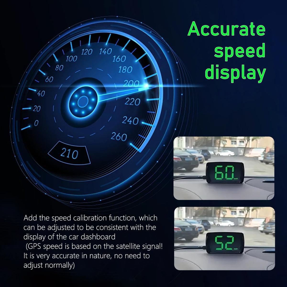 1 PC Speedometer HUD for Cars Trucks Motorcycles USB Plug & Play Digital MPH Speed Meter Head Up Display with Shading Plate Car Charger Adapter