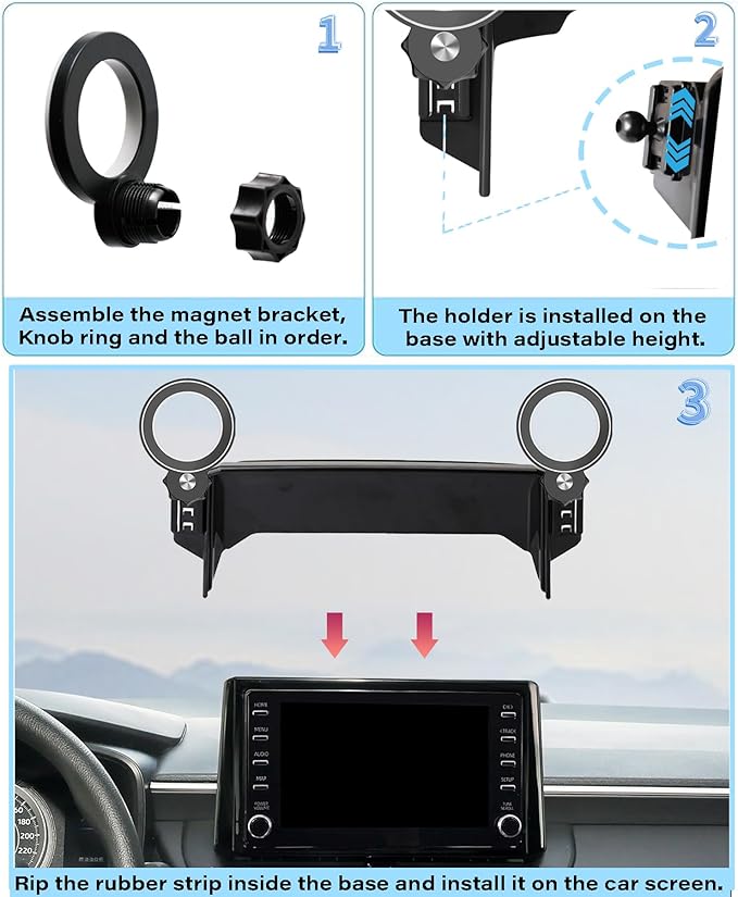 Car Phone Holder for Toyota Corolla 2020-2026/Corolla Cross 2022-2026 Accessories Apply to 8 Inch Touch Screen Fixed Clip Magnetic Cell Phone Mount Hands-Free 360 Degree Rotation