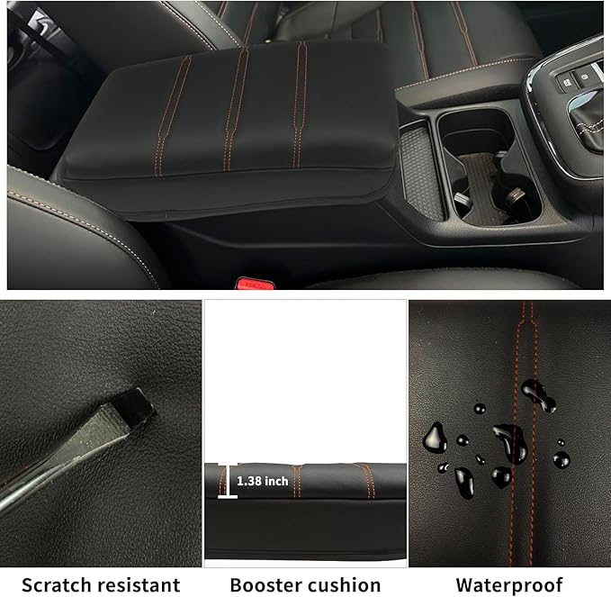 Center Console Cover for 2023 2024 2025 Honda CR-V LX/EX/EXL/Sport/Sport-L/Sport Touring Hybrid, Armrest Lid Cushion Leather Protector Interior Accessories (Black/Extra Thick)