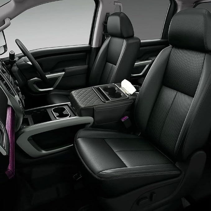 Car Center Console Cover for Hyundai Tucson 2021-2024, Leather Armrest Cushion Protector Pad with Tissue Box Holder Storage Pockets Cup Holder Phone Slot,A/Black