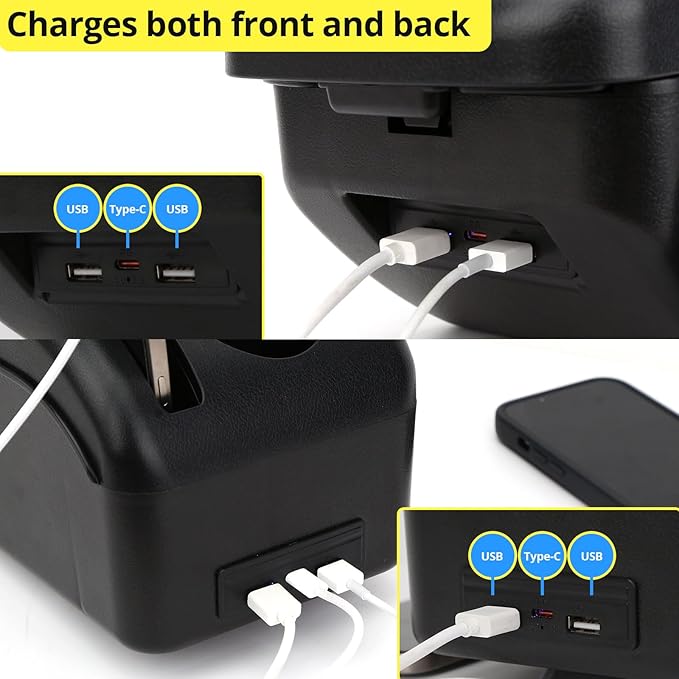 AULPHIKE Compatible with Nissan Versa Armrest 2020-2024 Car Center Console Organizer Armrests Double Layer Storage with USB Ports（Carbon Fiber Style）