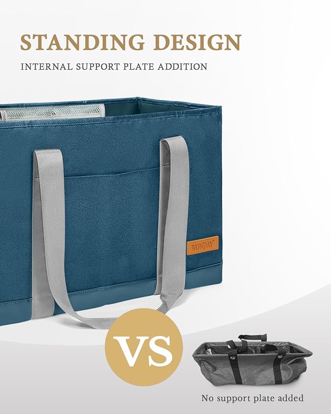 WONDAY Extra Large Utility Tote Bag - Standing Reusable Grocery Bag with Handle