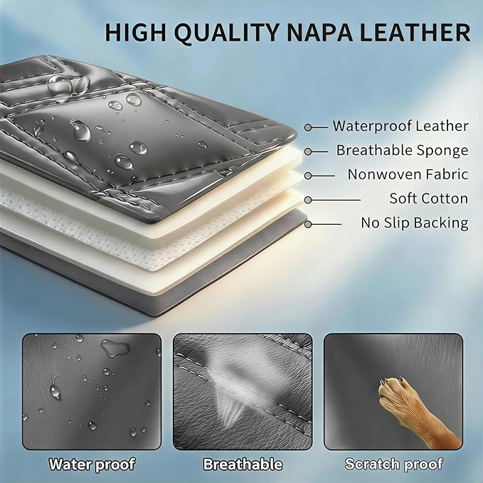 Fit for Venue Seat Covers Compatible with Hyundai Venue 2020-2026 - Waterproof Breathable Leather Automotive Seat Cushions Protector,Airbag Compatible,Full Set 5 Seats(Gray)