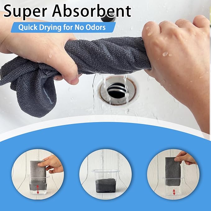 Niurewan 75 Pack Microfiber Cleaning Cloth Roll,Reusable Tear Away Microfiber Towels,Washable Ultra Absorbent Rags Drying Dishcloths for Car,Home,Garage or Shop(Grey)