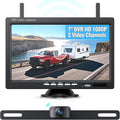 eRapta Wireless Backup Camera with 7” DVR Monitor for Trucks, 2 Channels, HD1080P Front/Rear View Camera with Night Vision, IP69K Waterproof, DIY Reserving Lines for Pickup, Car, Van, Trailer (AWTL7)