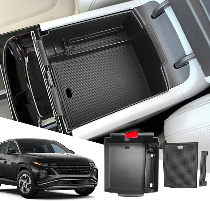SXCY for 2025 2026 Hyundai Tucson Center Console Organizer for 2025 2026 Hyundai Tucson Accessories (Limited) Console Tray for 2025 2026 Tucson Limited Armrest Storage Console Organizer (Black)