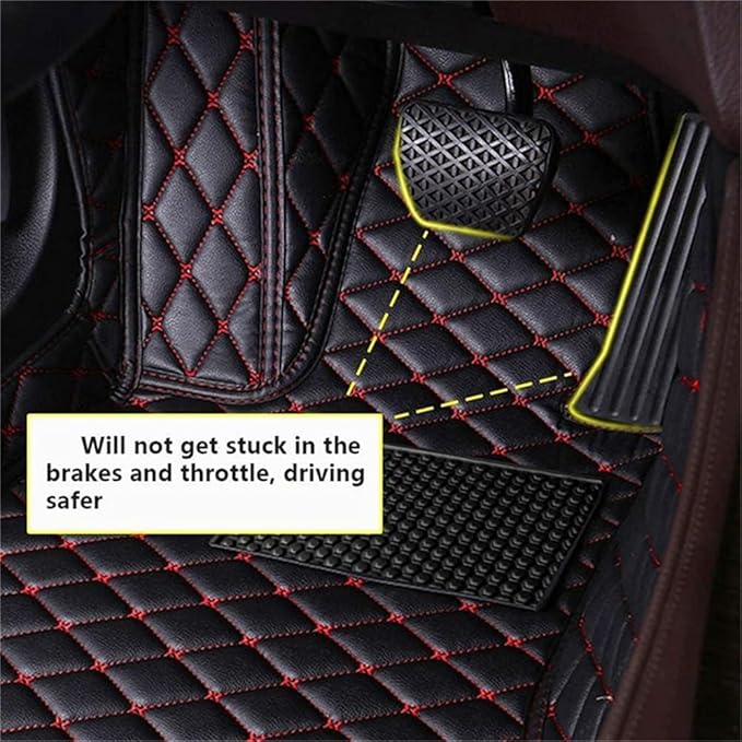 Custom Car Mats All Weather Fit Automotive Floor Mats PU Leather Protector Mat for Most Sedan, SUV, Truck Floor Mats (All Black+White bar)