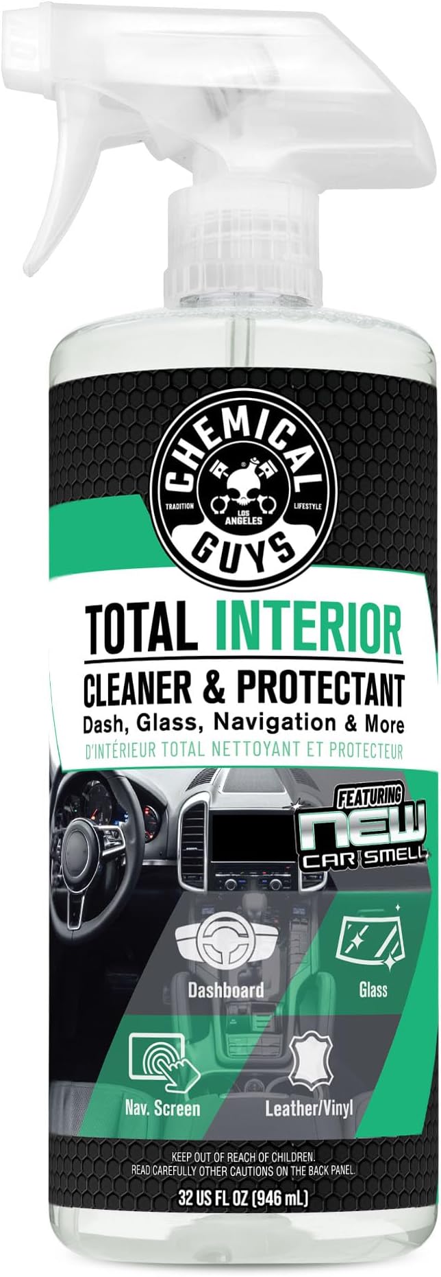 Chemical Guys Total Interior Cleaner and Protectant, New Car Smell, (Safe for Cars, Trucks, SUVs, Jeeps, RVs & More) Extra Large 32 fl oz